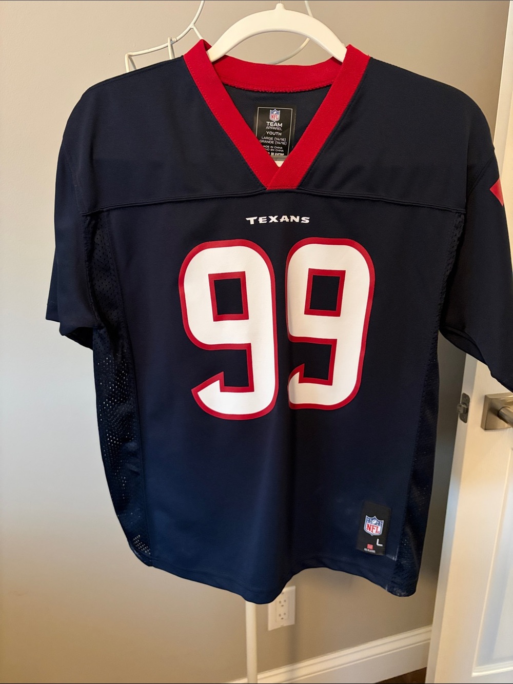 Nike Navy & Red Watt #99 Football Jersey